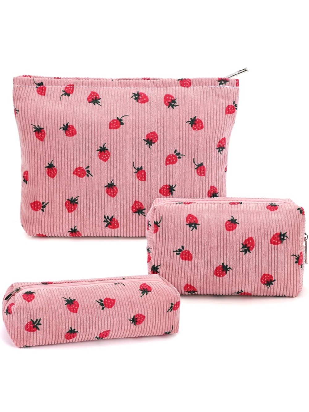 NEW 3 Strawberry make up bag case toiletry case pouch set of three - Picture 2 of 6